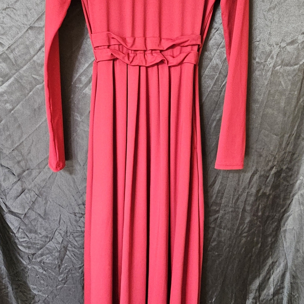 Halara Womens Dress Long Sleeve Mock Neck Red Size XS Maxi Elegant Flare NEW
